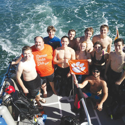 Scuba club members ride the seas outside of West Palm Beach, Florida.