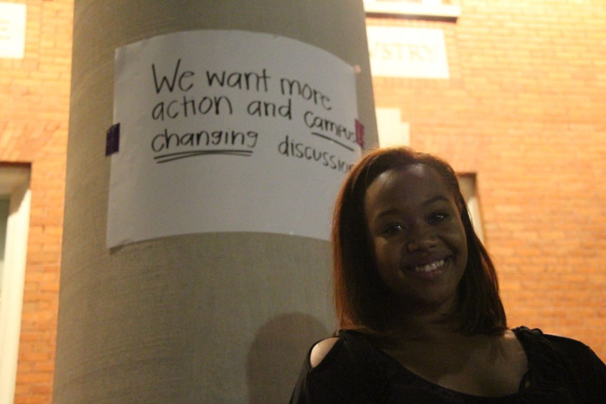"They can start off by telling us that they're going to place disciplinary actions against the students that did this," freshman Makayla Headd-Gladden said, commenting on the first step that administration should take in response to the banner defacement.