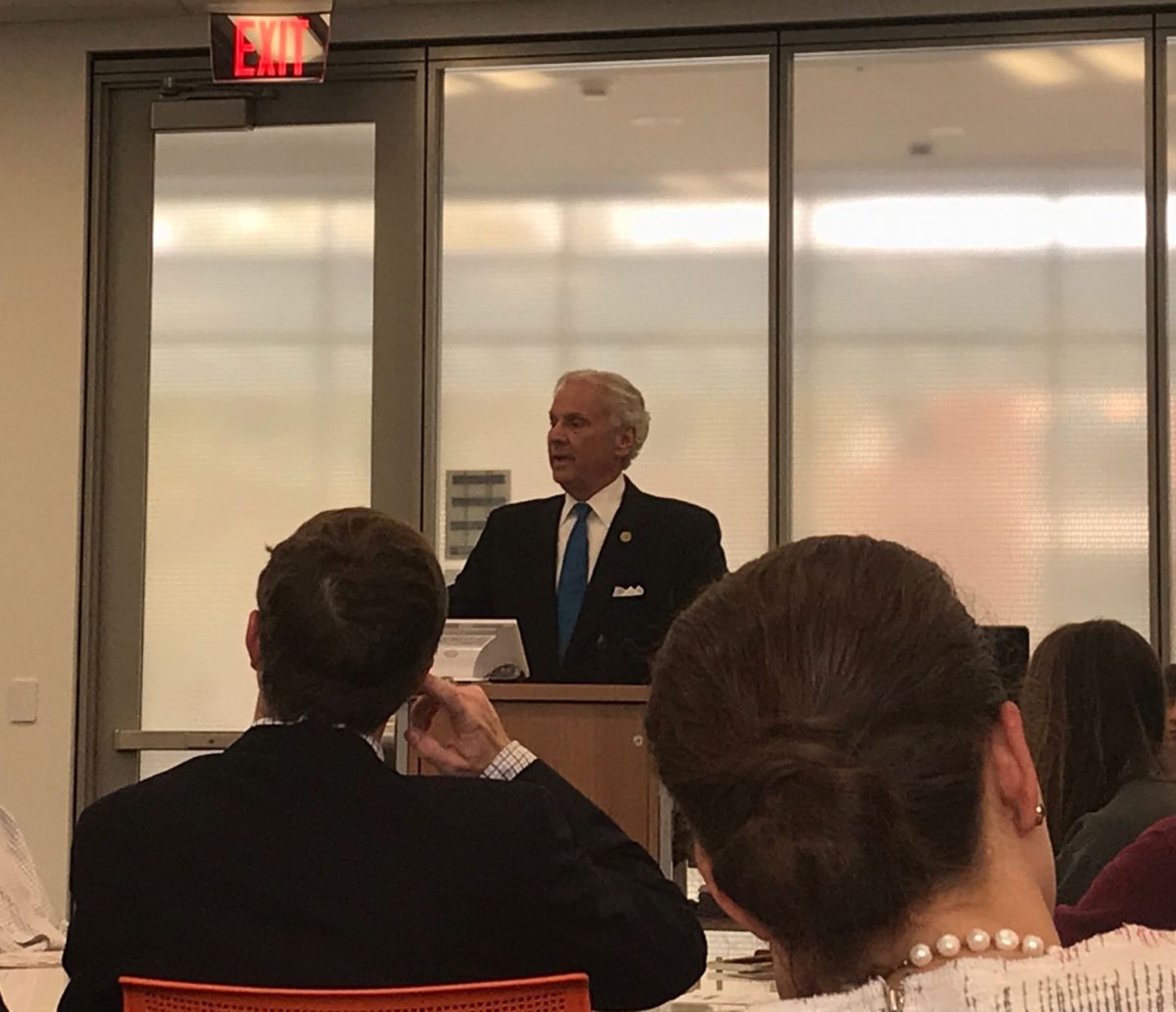 South Carolina Gov. Henry McMaster addresses the crowd during a campaign event at Clemson University on April 9.&#160;