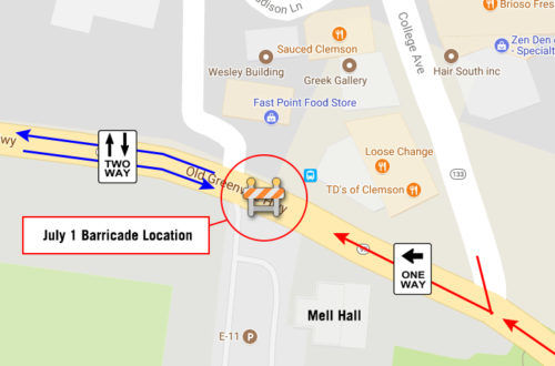 On July 1, the traffic barriers located near College Avenue will be relocated to the entrance of Mell Hall.