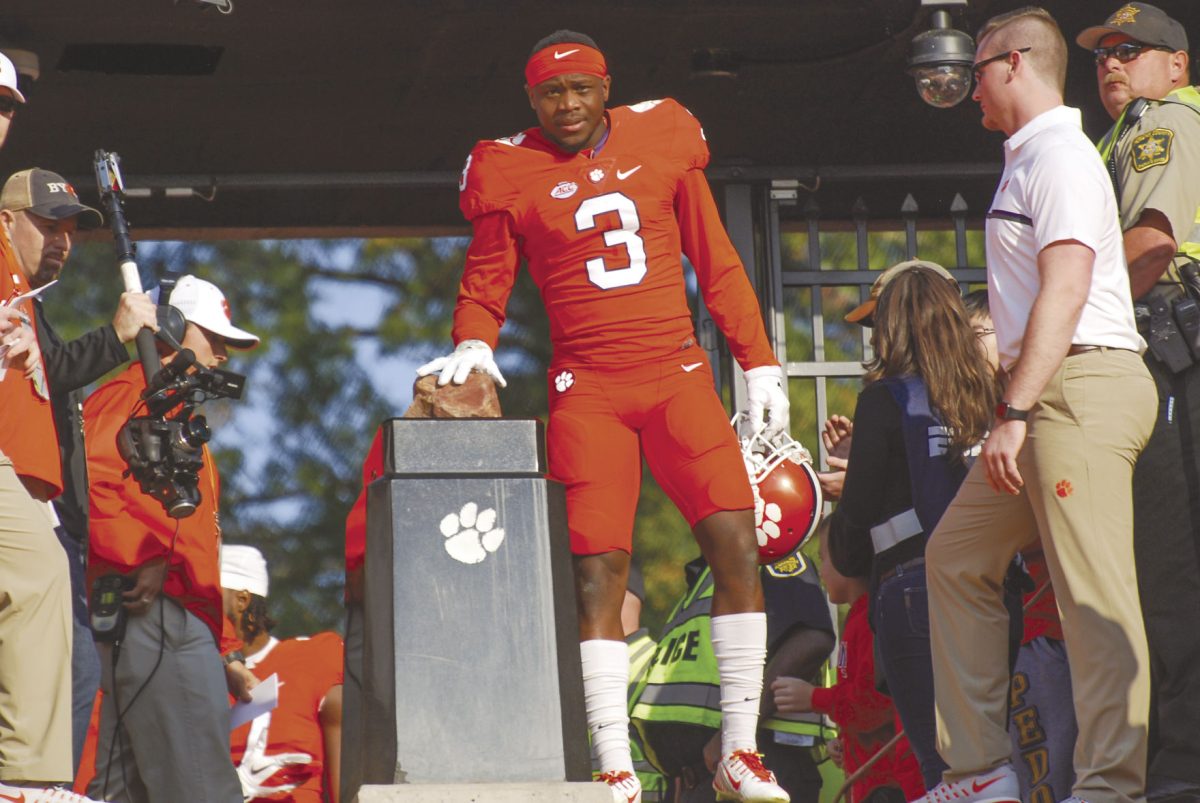 Artavis Scott (3) prepares for a home game at Death Valley. He accumulated 2,480 yards and 19 touchdowns with Clemson. 