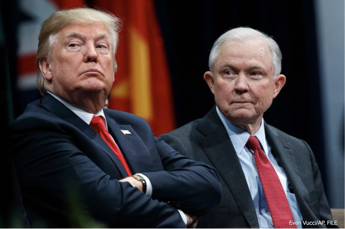 President Trump alongside former Attorney General Jeff Sessions