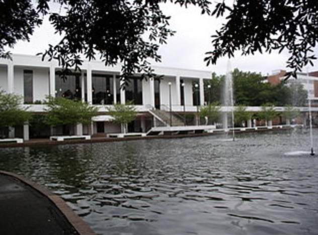 The Reflection Pond at Cooper Library, when frozen, is a perfect place to ice skate.