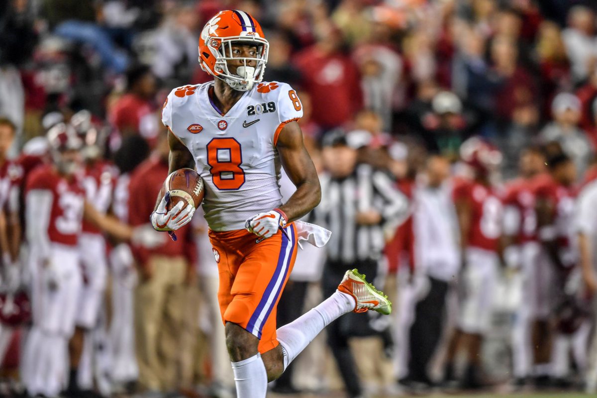 Justyn Ross (8) had an outstanding game against the Crimson Tide, finishing the game with an incredible 153 receiving yards and a touchdown. He is a part of Clemson's core of young players, all of whom will return and help create a dynamic Tiger offense.&#160;