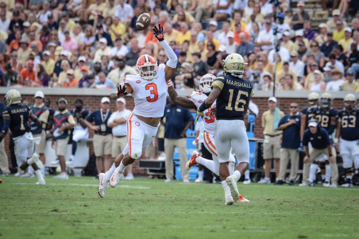 Xavier Thomas swats a pass in 2018's game at Georgia Tech.&#160;