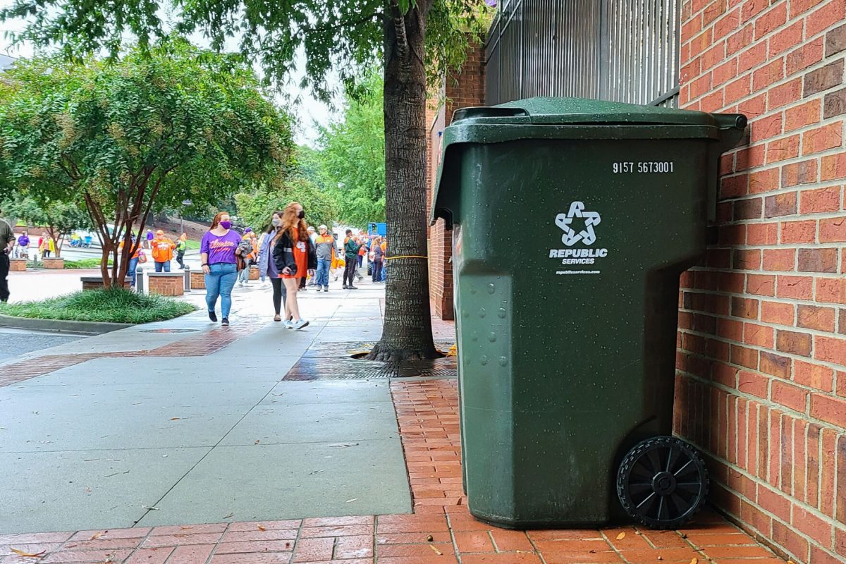 One recycling bin on campus