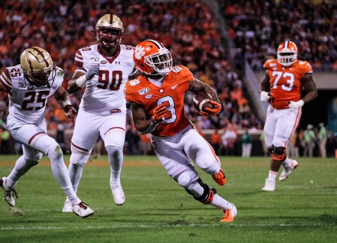 Amari Rodgers (3) carries the ball up the field in the 2019 Boston College game