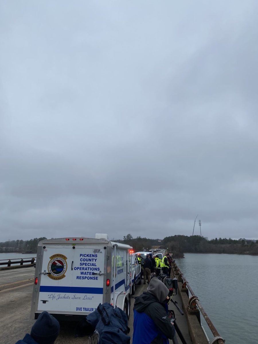 Multiple units responded to the scene on the Highway 123 bridge, crossing from Pickens County to Oconee County.