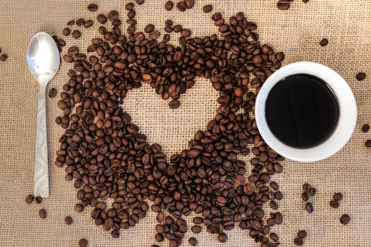 Heart made out of coffee beans