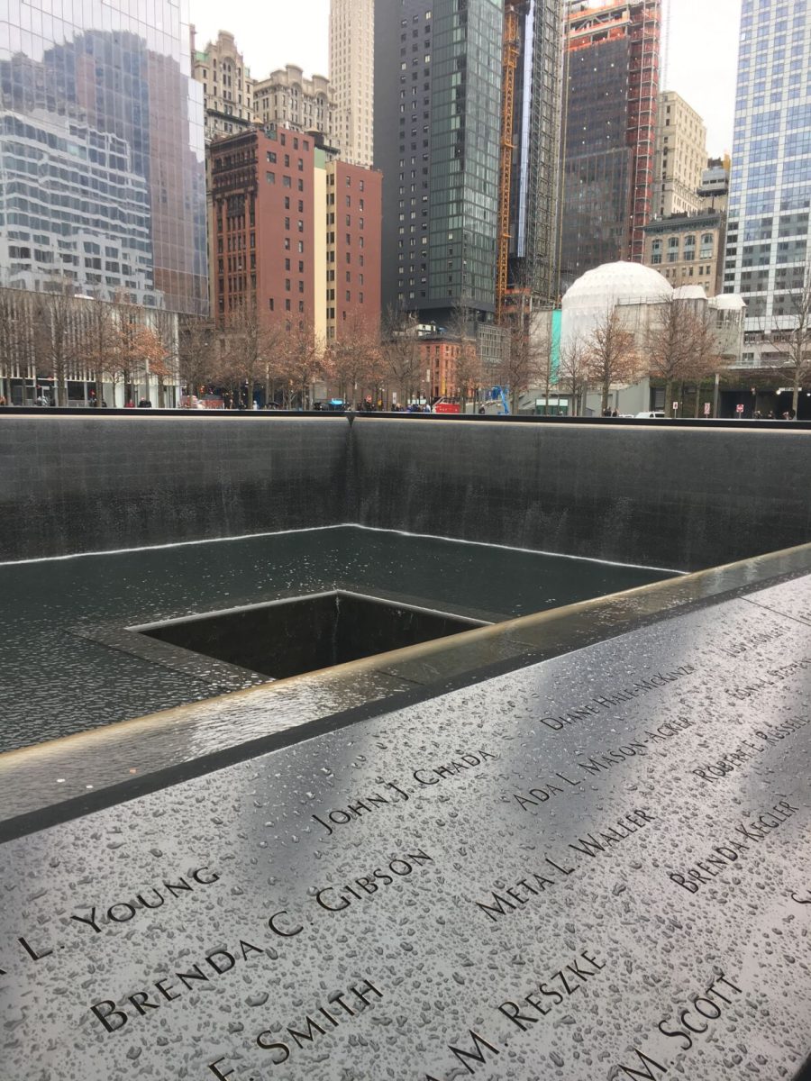 9/11 memorial built in the footprint of the Twin Towers