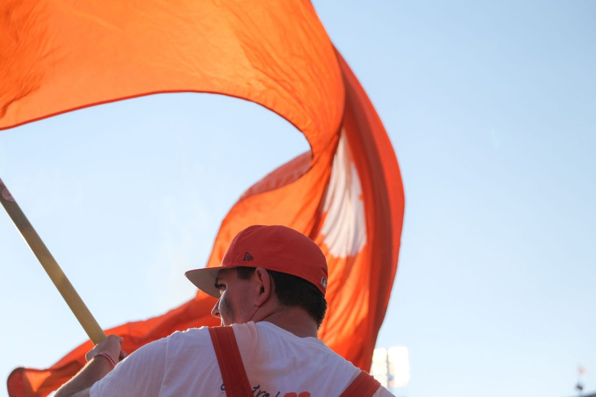A+Clemson+flag+flies+high+during+a+football+game+against+South+Carolina+State+in+Memorial+Stadium+on+Sept.+11%2C+2021.