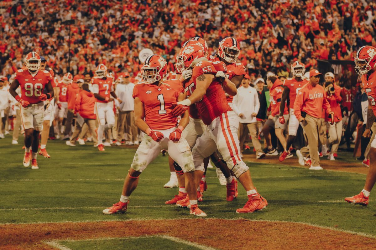 Clemson running back Will Shipley celebrates his touchdown against Florida State on Oct. 30, 2021.