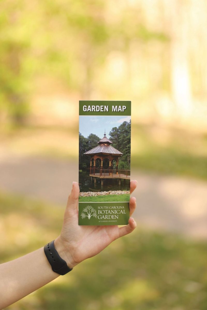 A map of the South Carolina Botanical Gardens. The Botanical Gardens offer a large variety of trails and gardens to explore. It boasts over 290 acres of gardens and hosts a large assortment of ornamental plants.