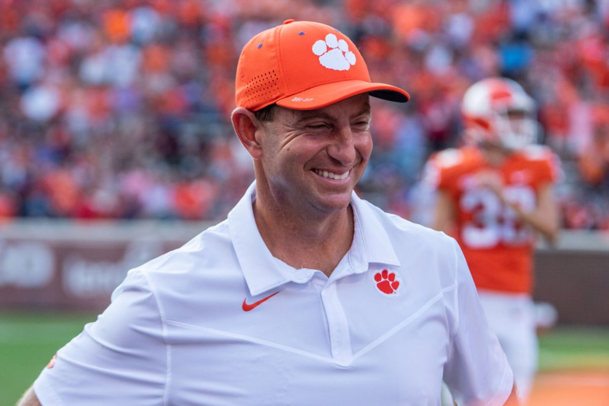 Clemson+head+coach+Dabo+Swinney+smiles+during+his+teams+game+with+Boston+College+in+2022.%26%23160%3B