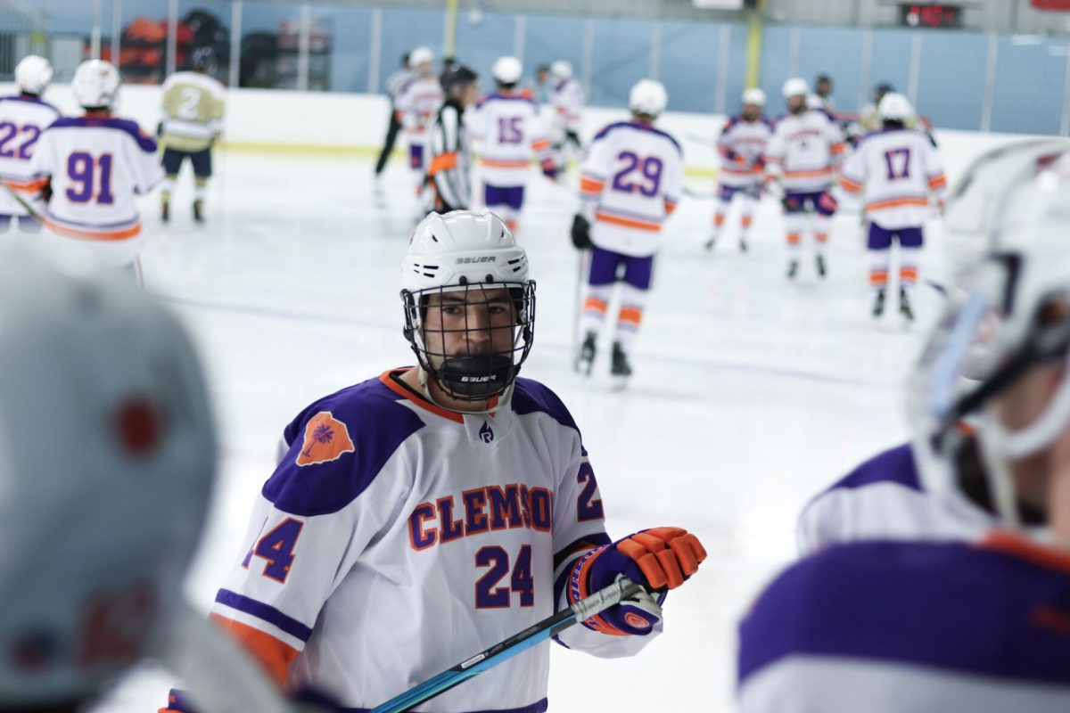 Clemson right-winger Herbert Kopf stands at the bench before Clemson's game against Georgia Tech on Oct. 7.