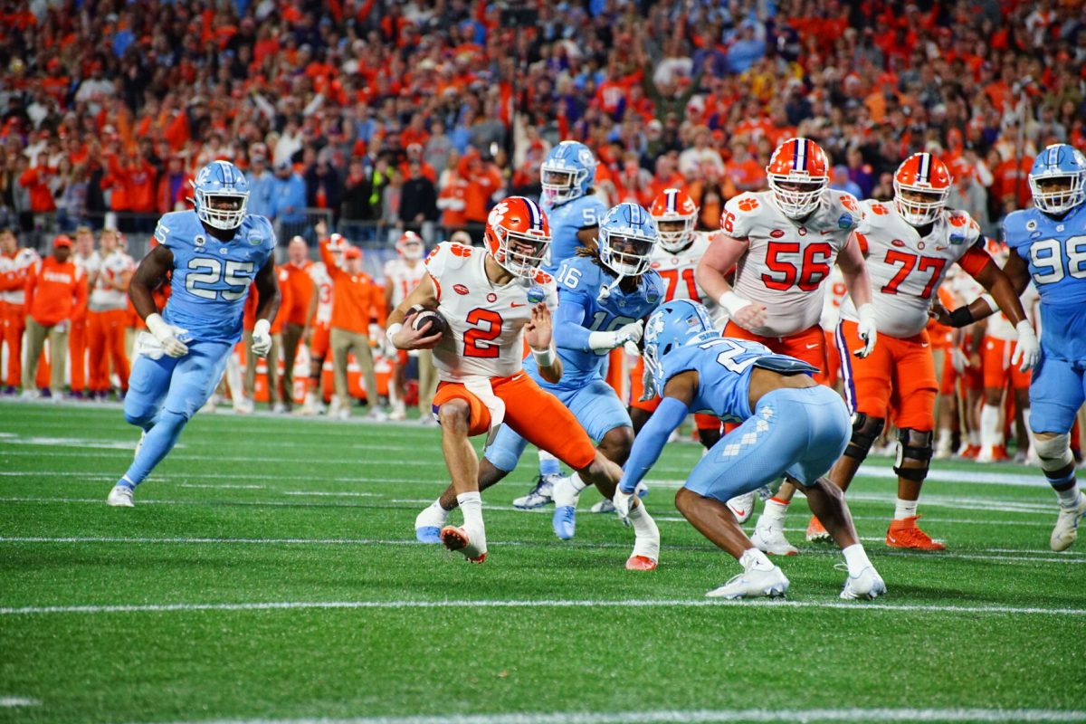 Clemson+quarterback+Cade+Klubnik+flourished+in+the+2022+ACC+Championship+game%2C+completing%26%23160%3B20+of+24+passes+for+279+yards+and+one+touchdown+against+the+Tar+Heels+on+Dec.+3%2C+2022.%26%23160%3B