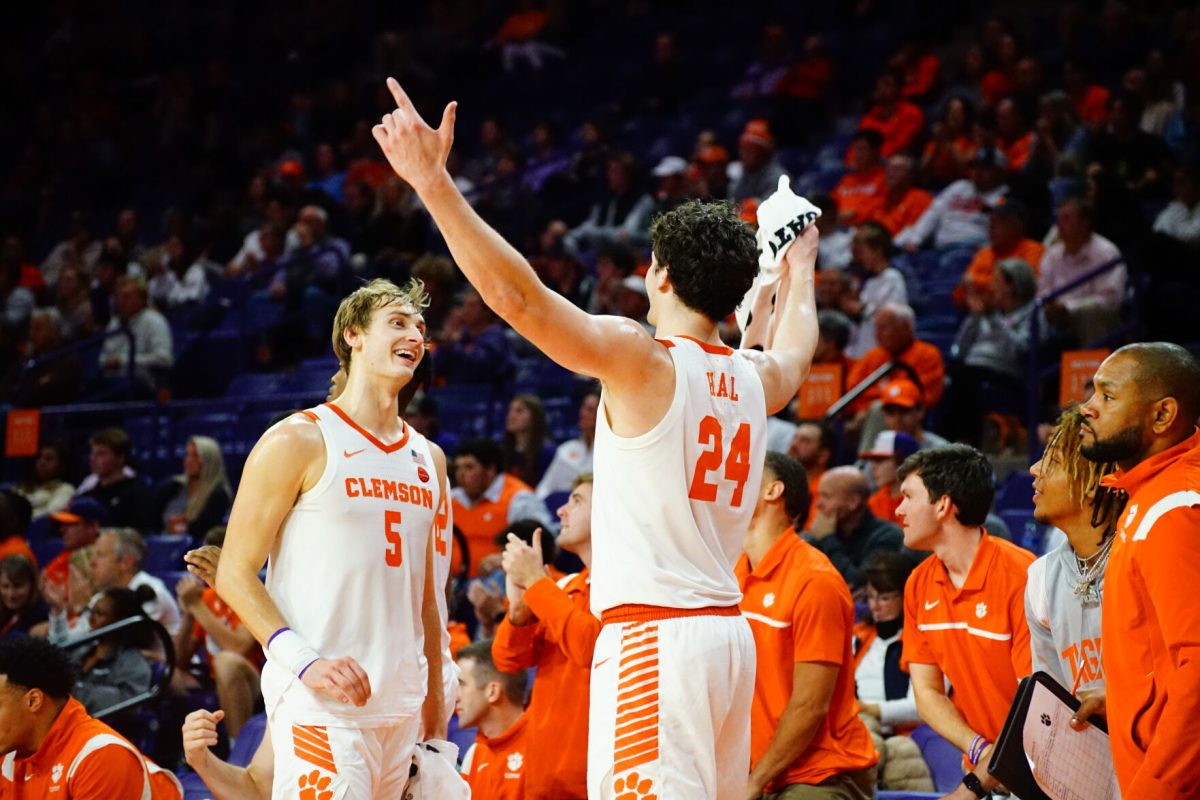 Clemson forward Hunter Tyson (5) and forward/center PJ Hall (24) are both scoring in double figures this season.