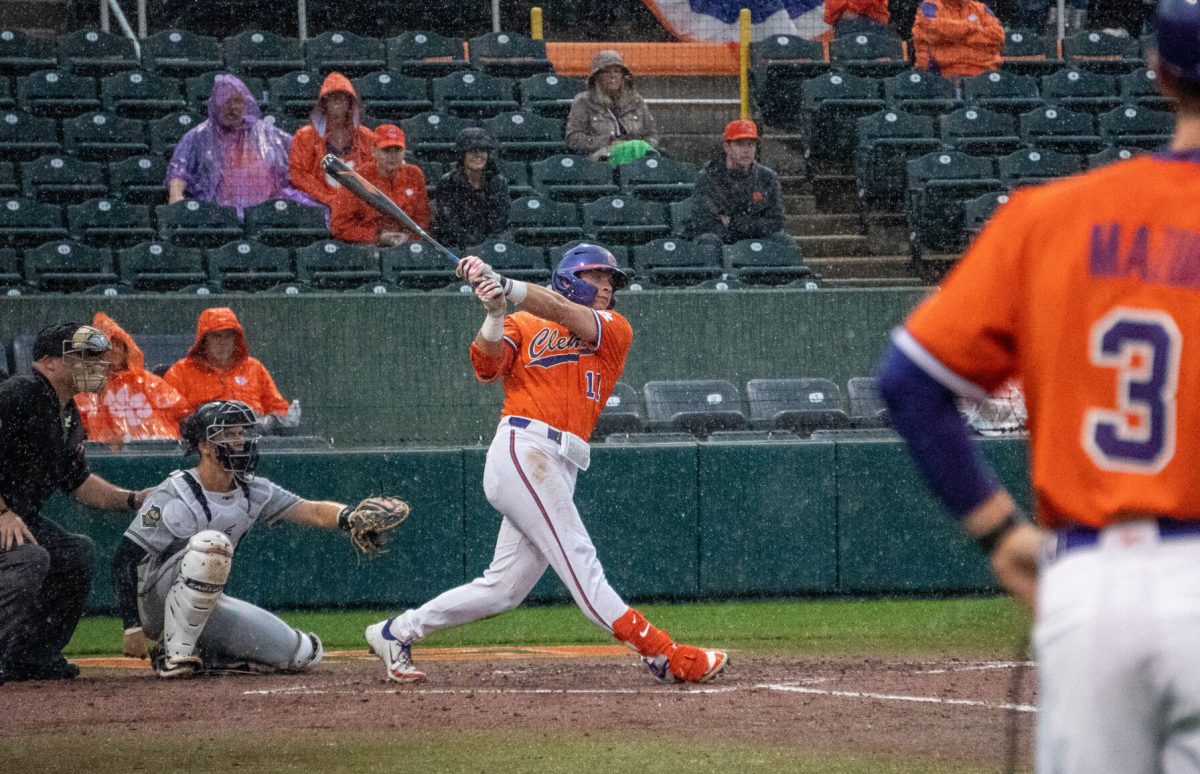 Clemson+infielder+Riley+Bertram+%286%29+at+the+plate+during+the+Tigers+matchup+with+UCF+at+Doug+Kingsmore+Stadium+on+Feb.+24%2C+2023.