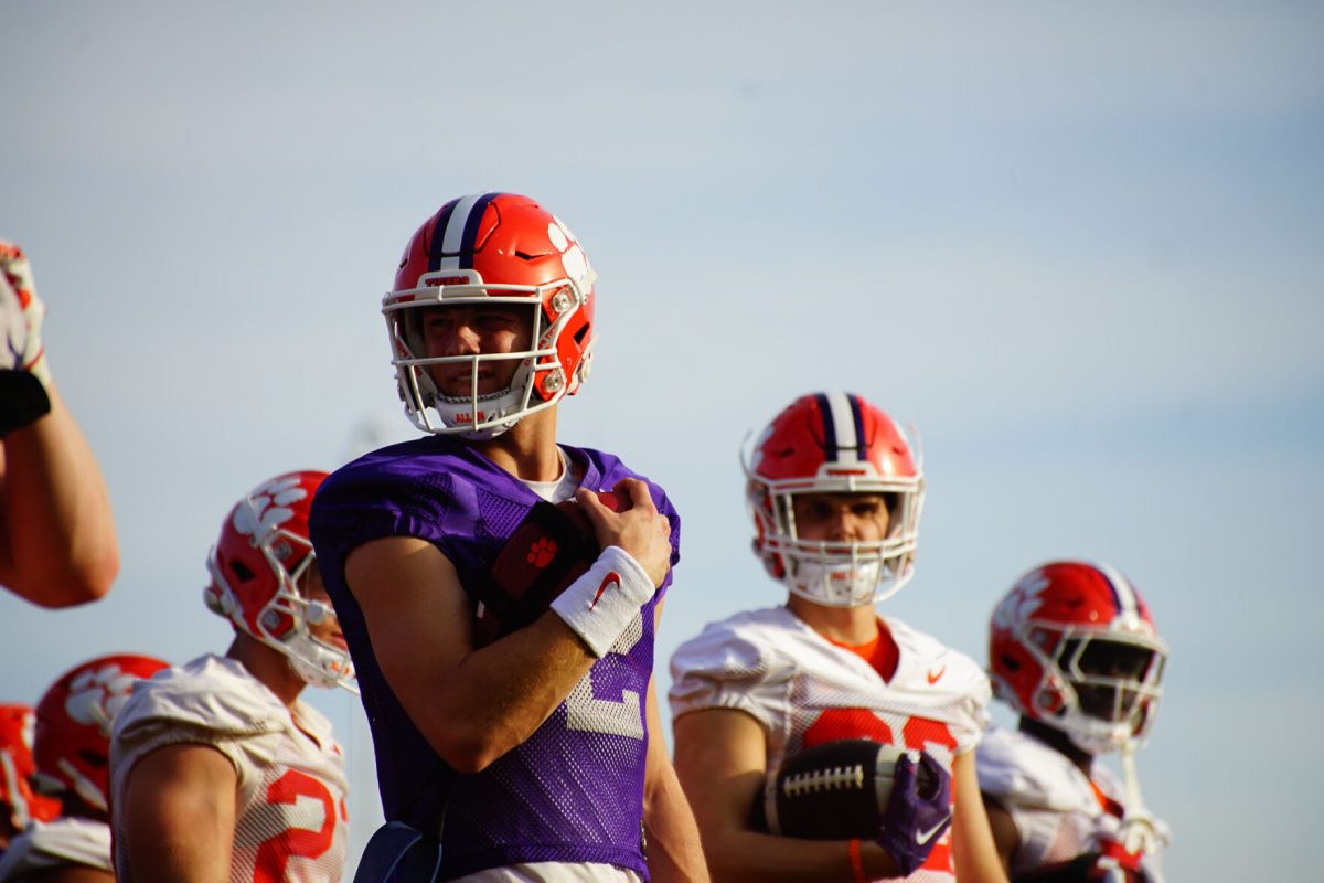 Clemson+quarterback+Cade+Klubnik+%282%29+and+the+Tigers+had+their+first+spring+practice+of+2023+on+Monday%2C+March+6%2C+2023.