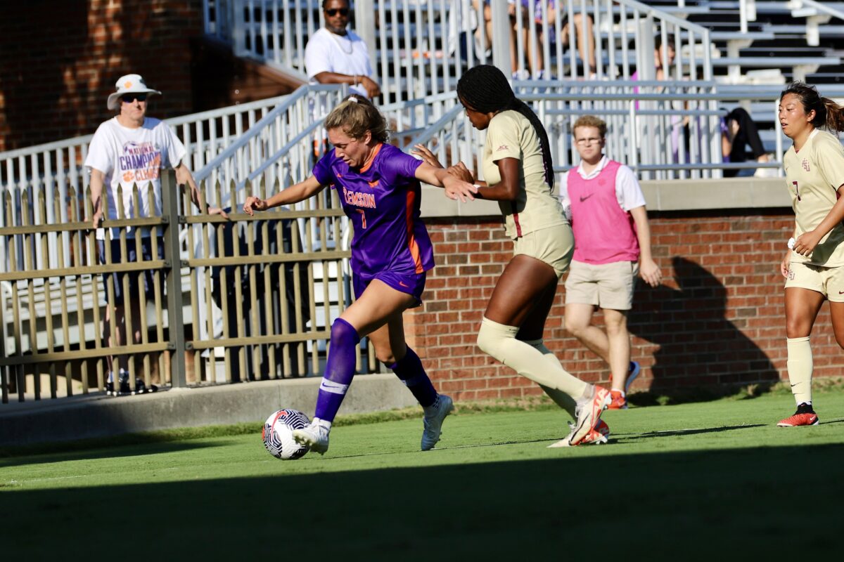 Clemson freshman midfielder Dani Davis (pictured against Florida State) made two corner kick assists to defender Mackenzie Duff to solidify the Tigers 2-0 shutout over the Boston College Eagles on Sunday, Sept. 24.