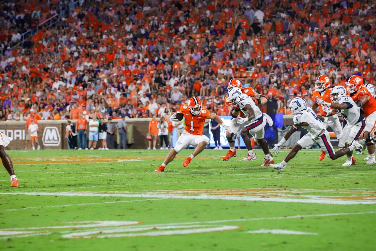 Clemson running back Will Shipley (1) recorded 38 yards on 10 carries against FAU on Sept. 16. 