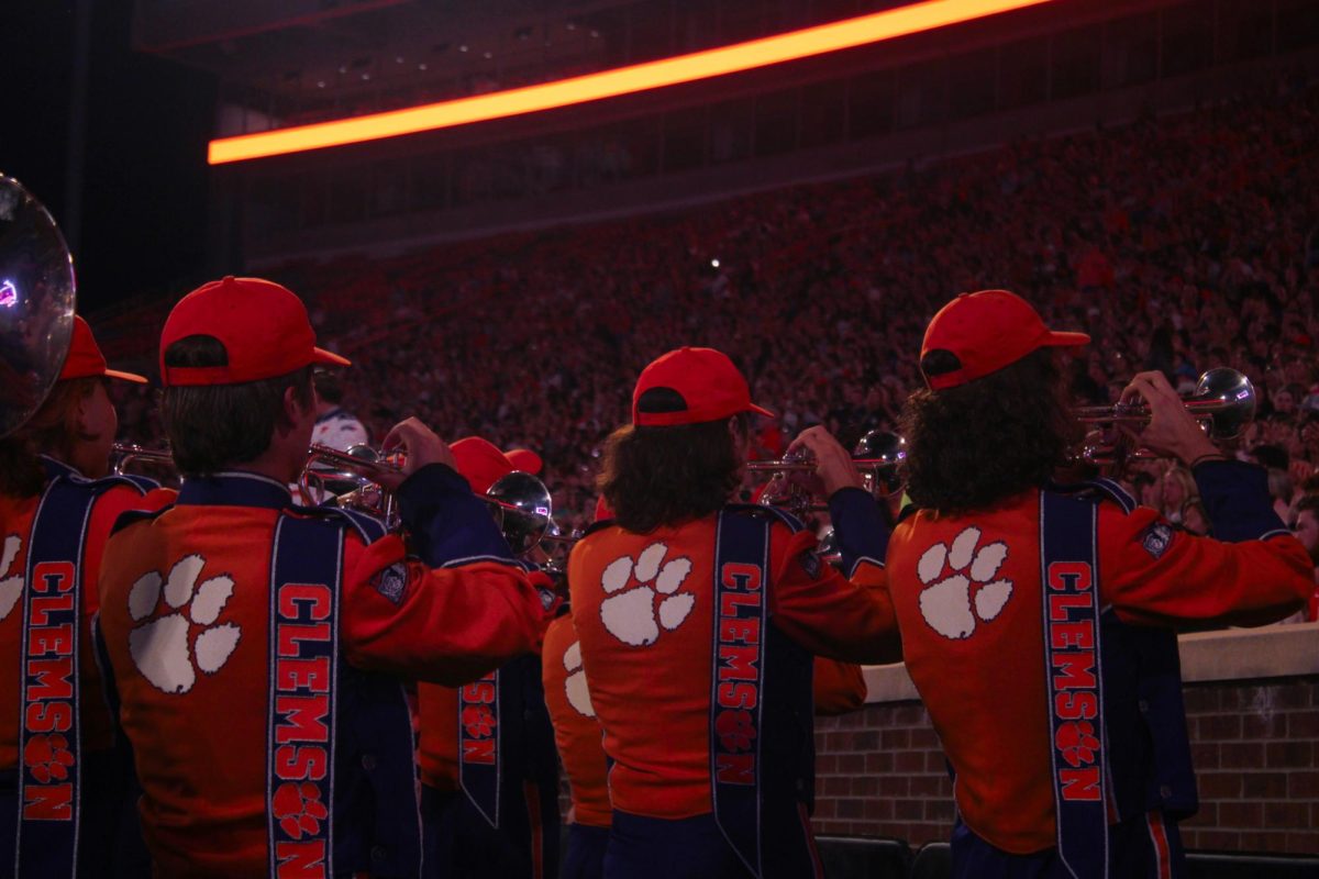 Clemson marching band performs several pieces for the crowd during Tigerama on Oct. 6, 2023.