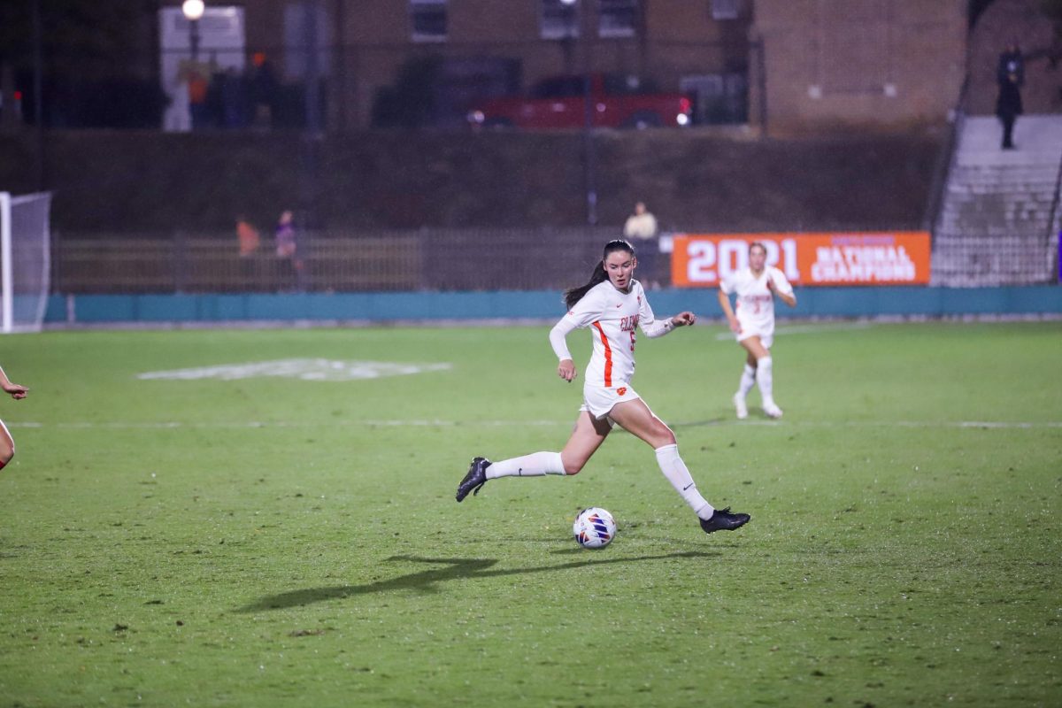 Midfielder Emily Brough controls the ball during the first round of the NCAA tournament at Historic Riggs Field on Friday, Nov. 10.