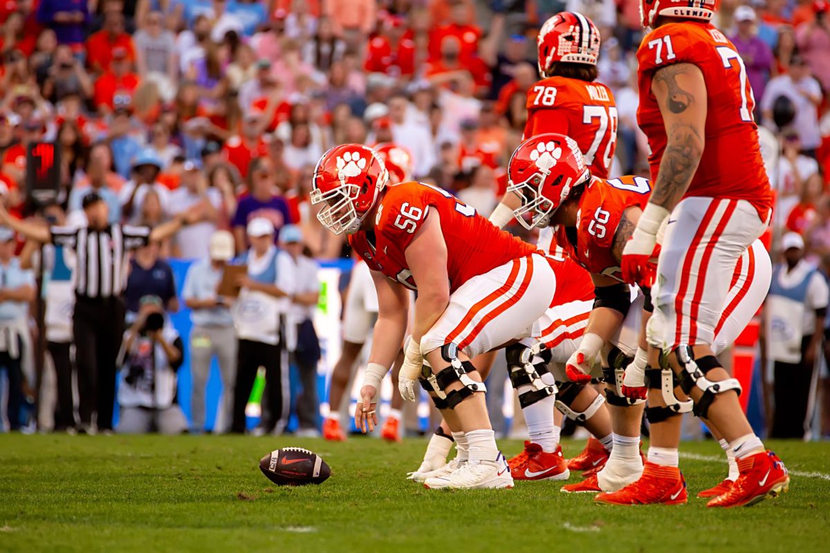 Clemson center Will Putnam (56) has played South Carolina three times in his career since he arrived at Clemson in 2019.