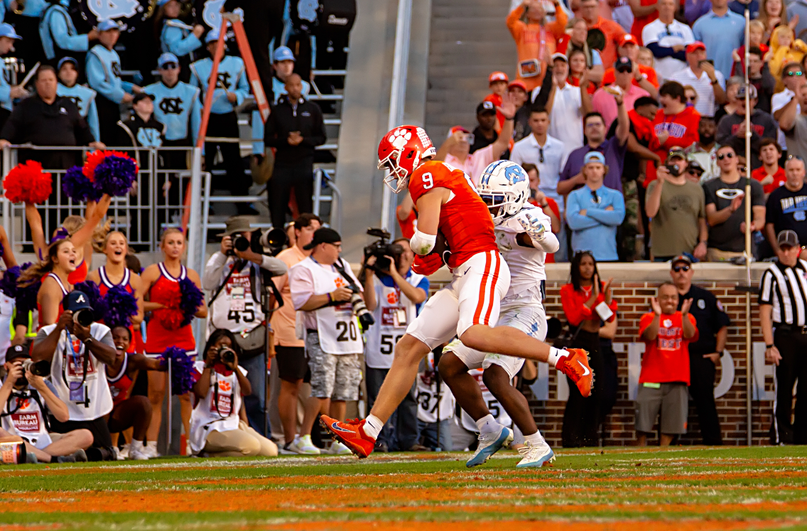 Tight end Jake Briningstool crosses into the endzone to place the Tigers on the board in the second quarter.