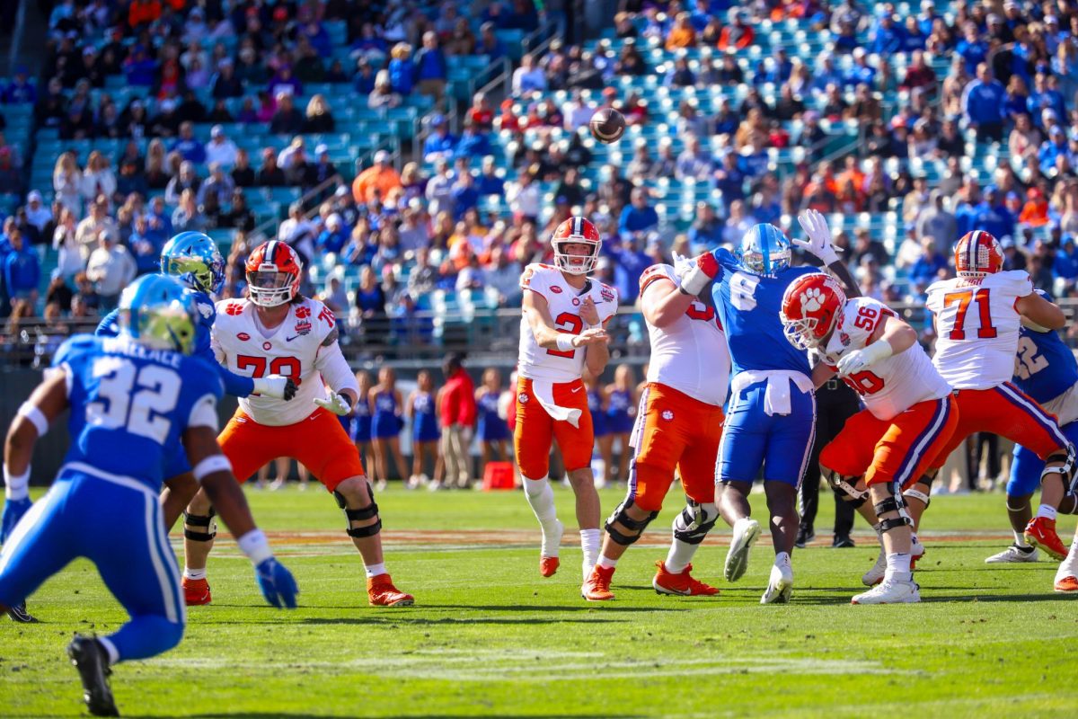 Clemson quarterback Cade Klubnik throws a pass against Kentucky in the first half of the Gator Bowl in Jacksonville, Florida, on Friday, Dec. 29.