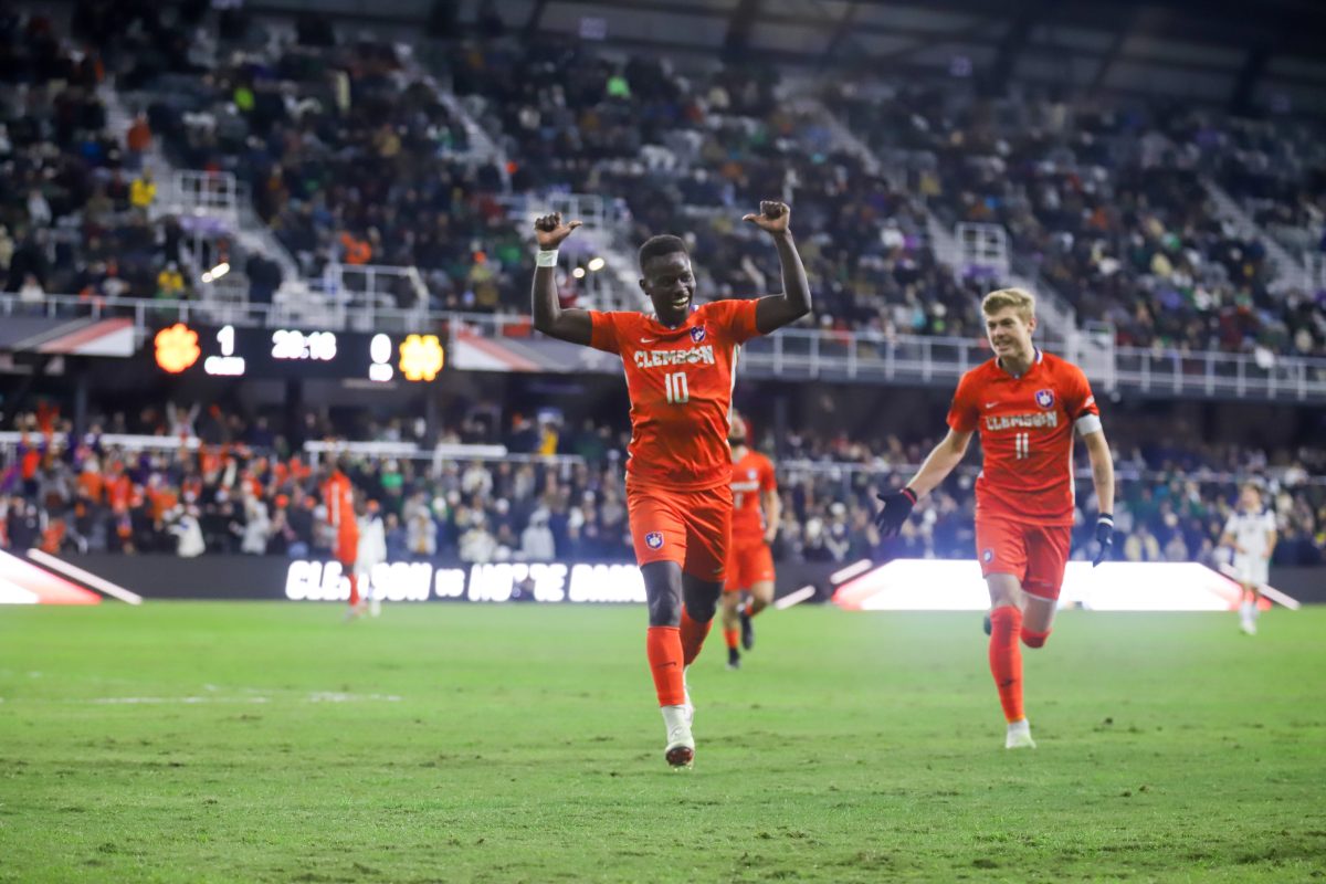 Ousmane Sylla (10) and Brandon Parrish (11) proved themselves as great leaders and playmakers for the Tigers over the past four years. Pictured celebrating Syllas goal in the national championship against Notre Dame.
