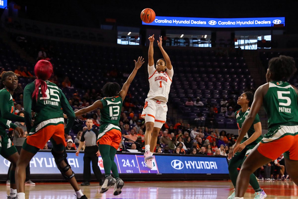 Graduate guard Dayshanette Harris shoots a jumper during the Tigers 56-50 loss to Miami. 