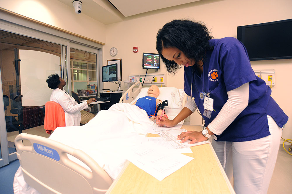 Nursing students can participate in virtual hospitals located on campus in Edwards Hall. 