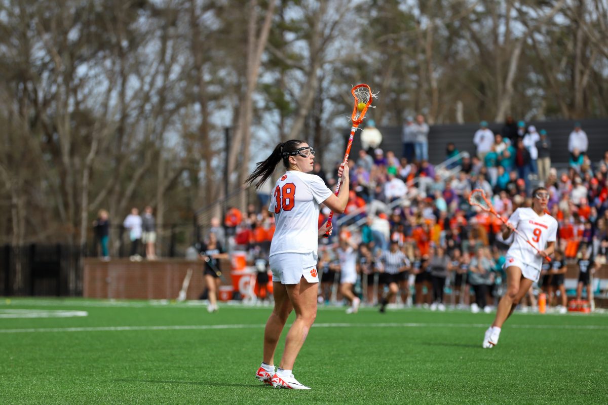 Clemson attacker Claire Bockstie (38) leads the Tigers in goals, assists and points this season.