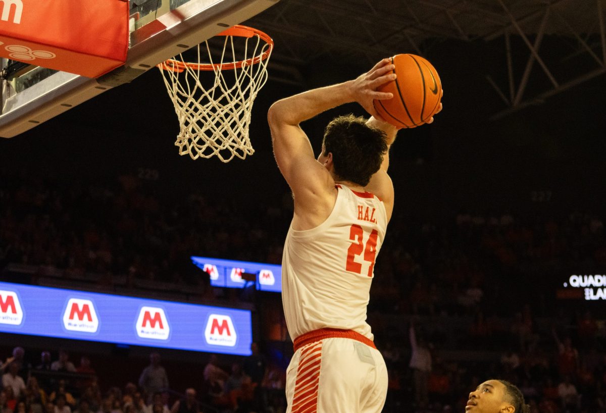 PJ Hall lays down a hammer on a dunk on Tuesday night, dominating the Syracuse Orange on senior night at Littlejohn Coliseum.