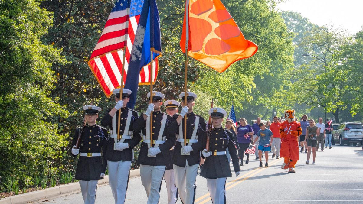 The Clemson Mile of Honor walk runs from Sikes Hall to the Scroll of Honor.
