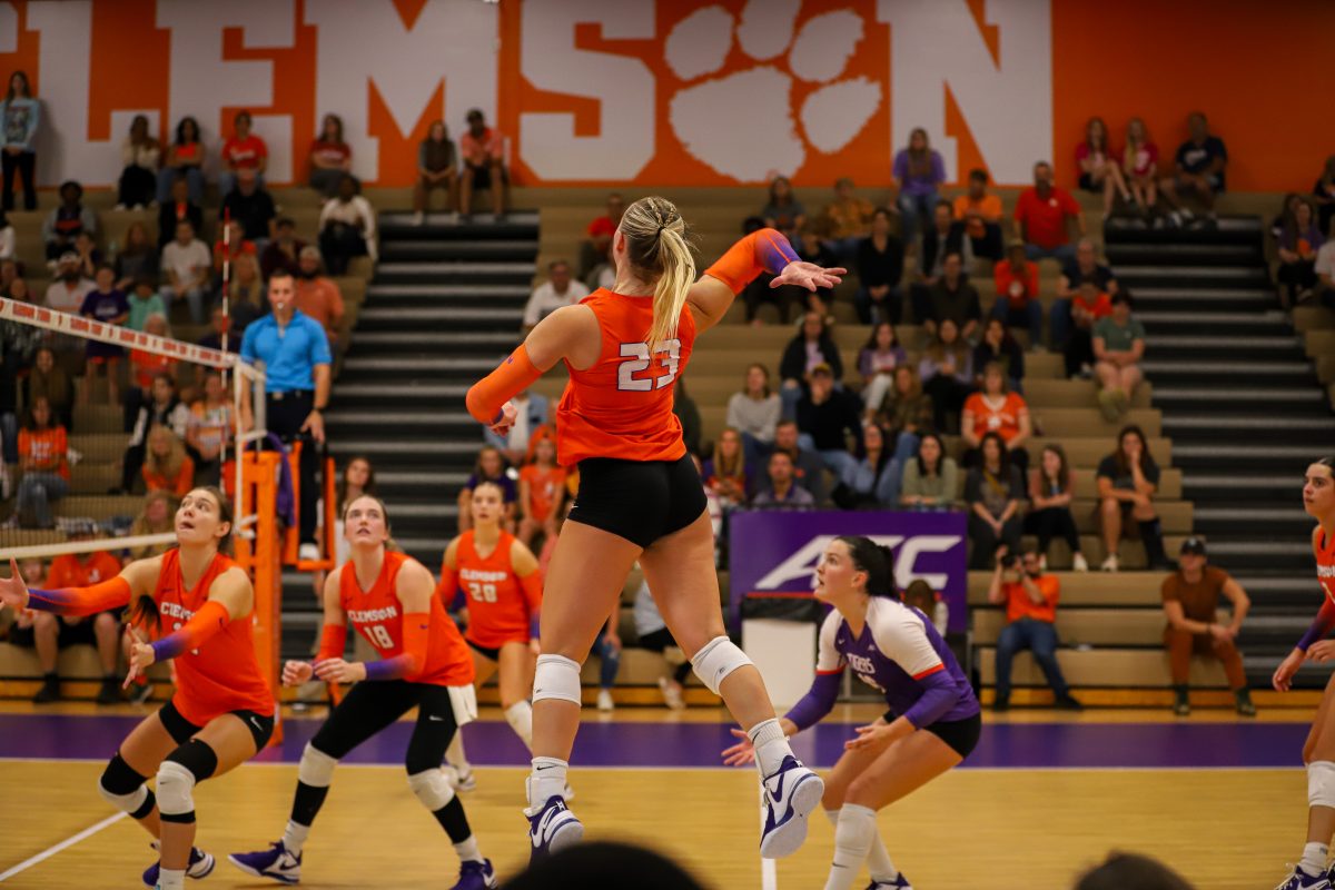 Junior Mia McGrath (23) put up 14 kills against Western Michigan to help the Tigers end the weekend victorious. 