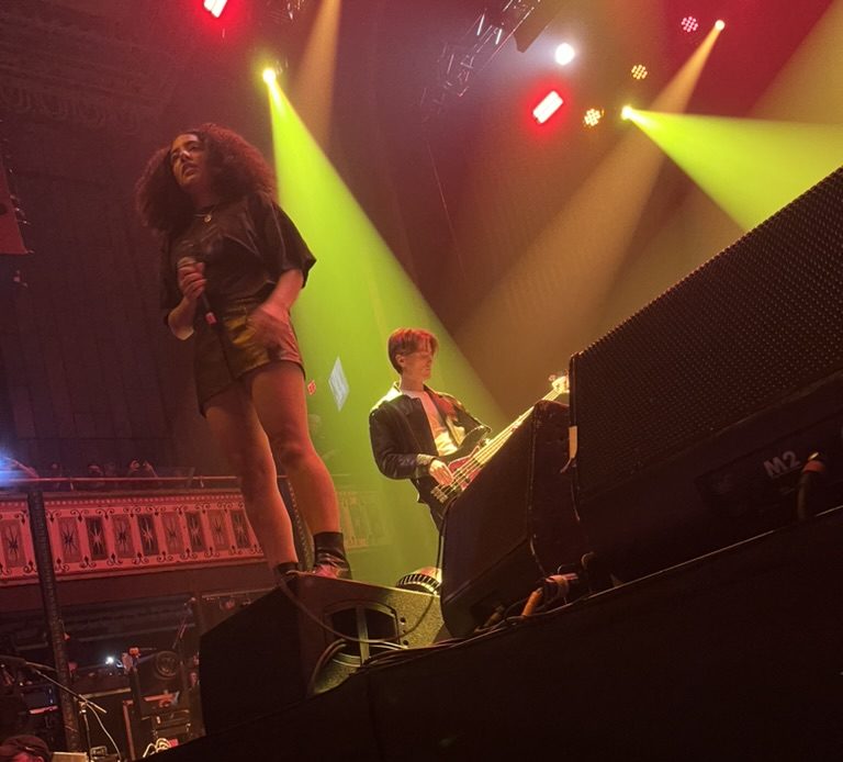 Lily Fontaine and Nicholas Eden of English Teacher performing at the Tabernacle in Atlanta