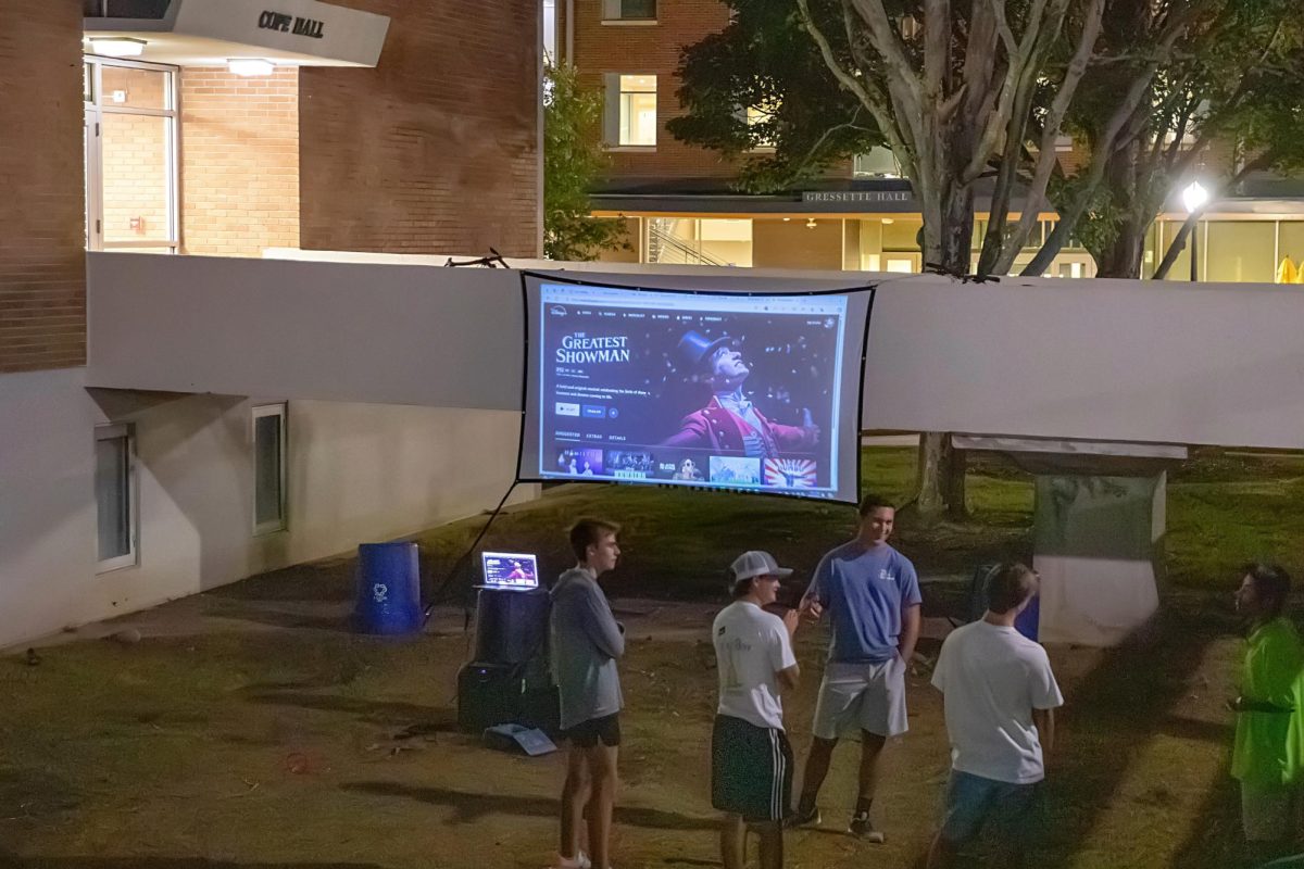 Students have crowded the lawn near Cope Hall every Monday since the beginning of the semester to participate in Cope Movie Mondays, a fun new tradition.