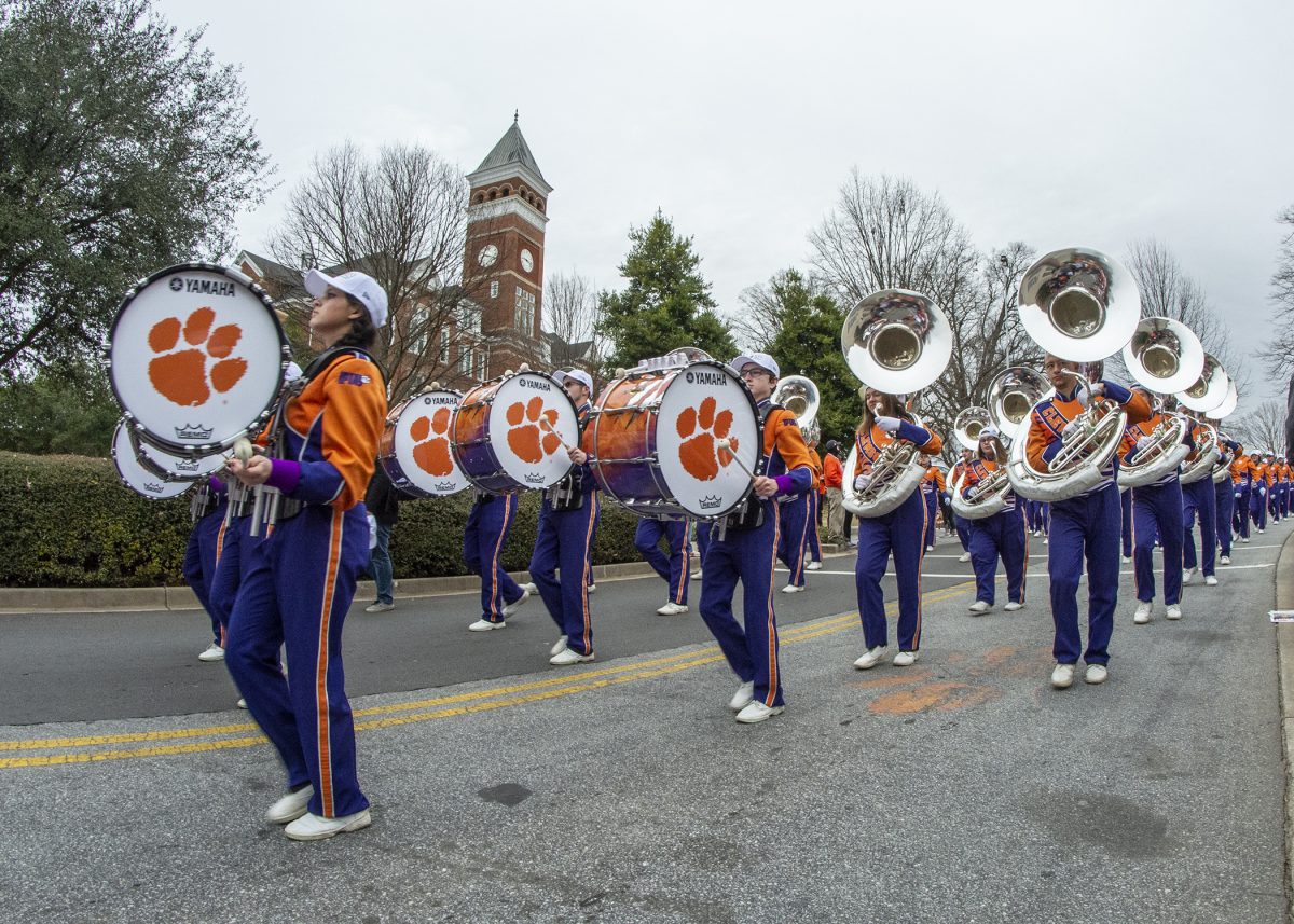 Tens of thousands of Clemson Tiger fans came out on a cold and cloudy Saturday morning to celebrate the 2018 National Champions during a parade through campus and celebration in Memorial Stadium, Jan. 12, 2019. (Photo by Ken Scar)