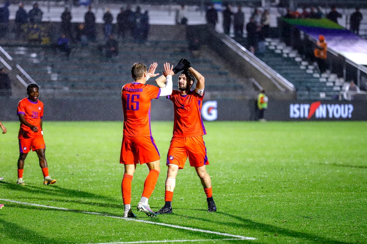 Joran Gerbet and Alex Meinhard (15) earned First Team All-ACC honors this past season, being the only Tigers to make the list. 