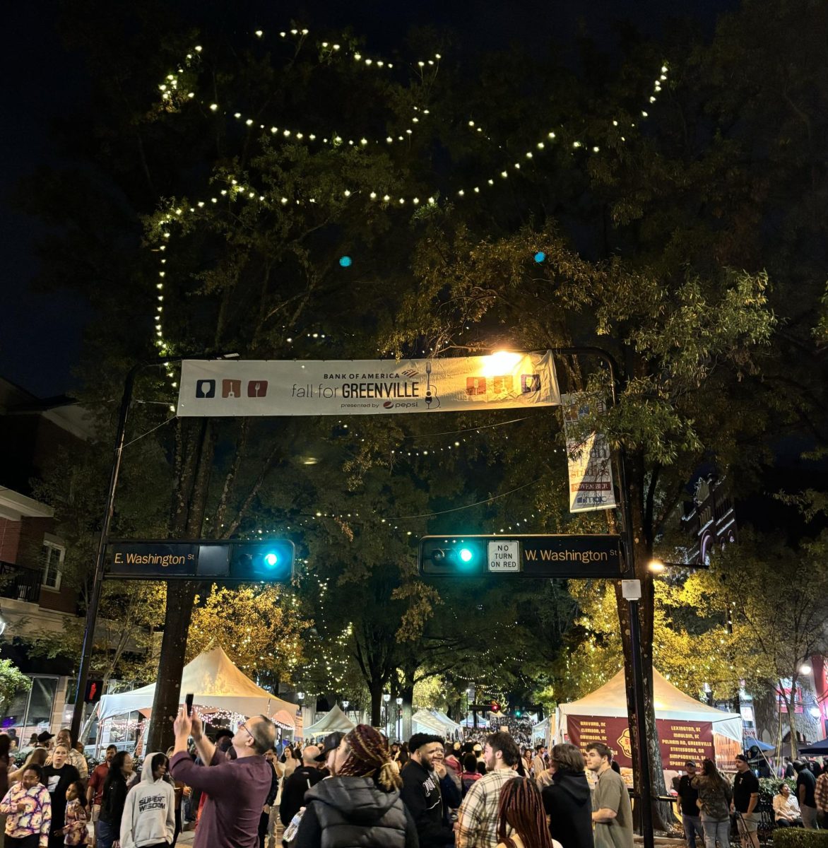 The Fall for Greenville festival had white tents lining the streets showcasing the food of Greenville.