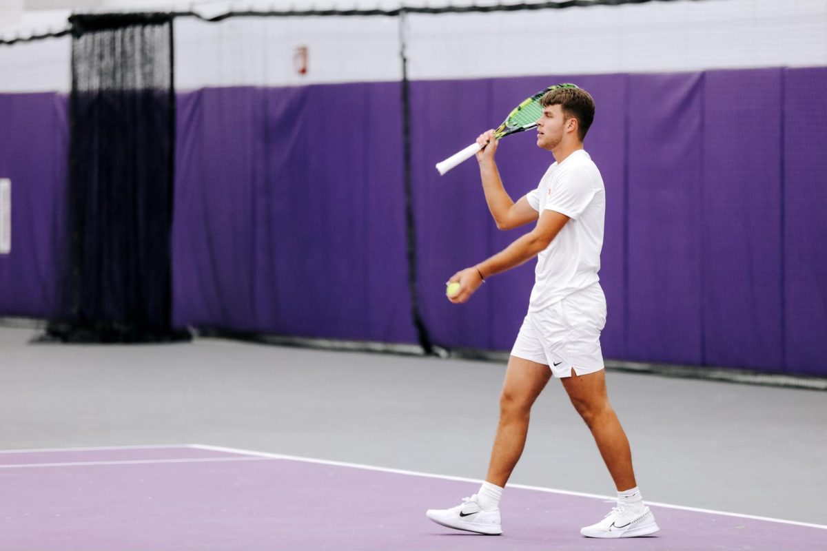 Noa Vukadin bounced back with a singles win over Conor Gannon in the Tigers' win over Memphis at the Leftwich Tennis Center in Memphis, Tennessee, on Jan. 19. 