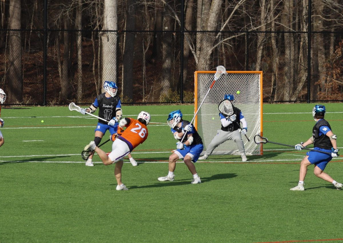 Sophomore attackman Holden Morrison fires a shot in the win against Kentucky on Feb. 22.