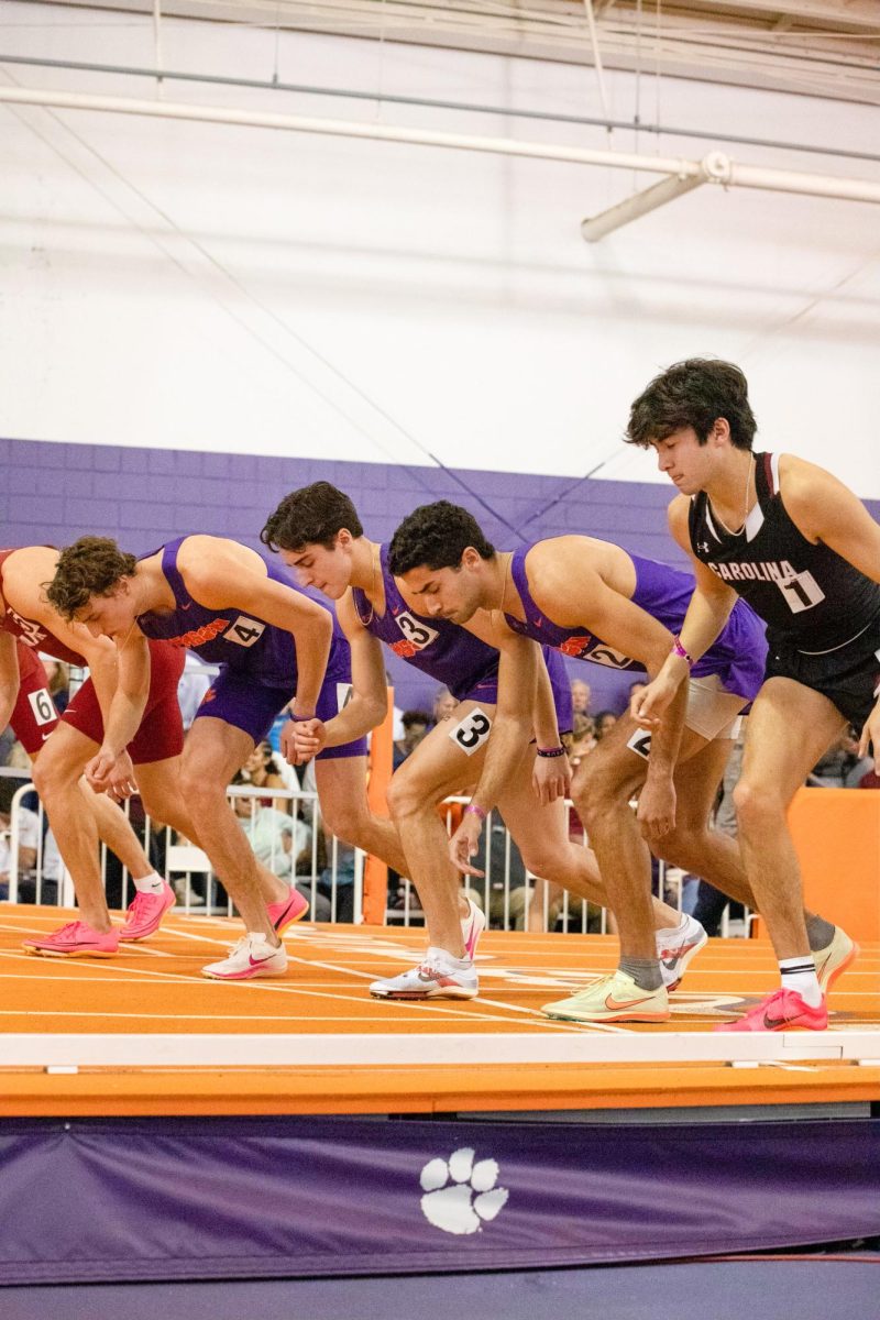 The Tigers line up at the Tiger Paw Invitational on Feb. 14-15 at the Clemson indoor Track & Field Complex.