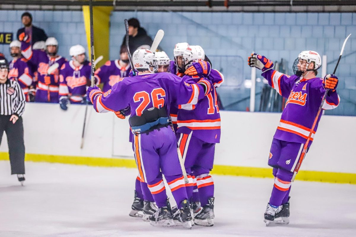 Clemson celebrates a goal during its game against Ole Miss on Feb. 1.