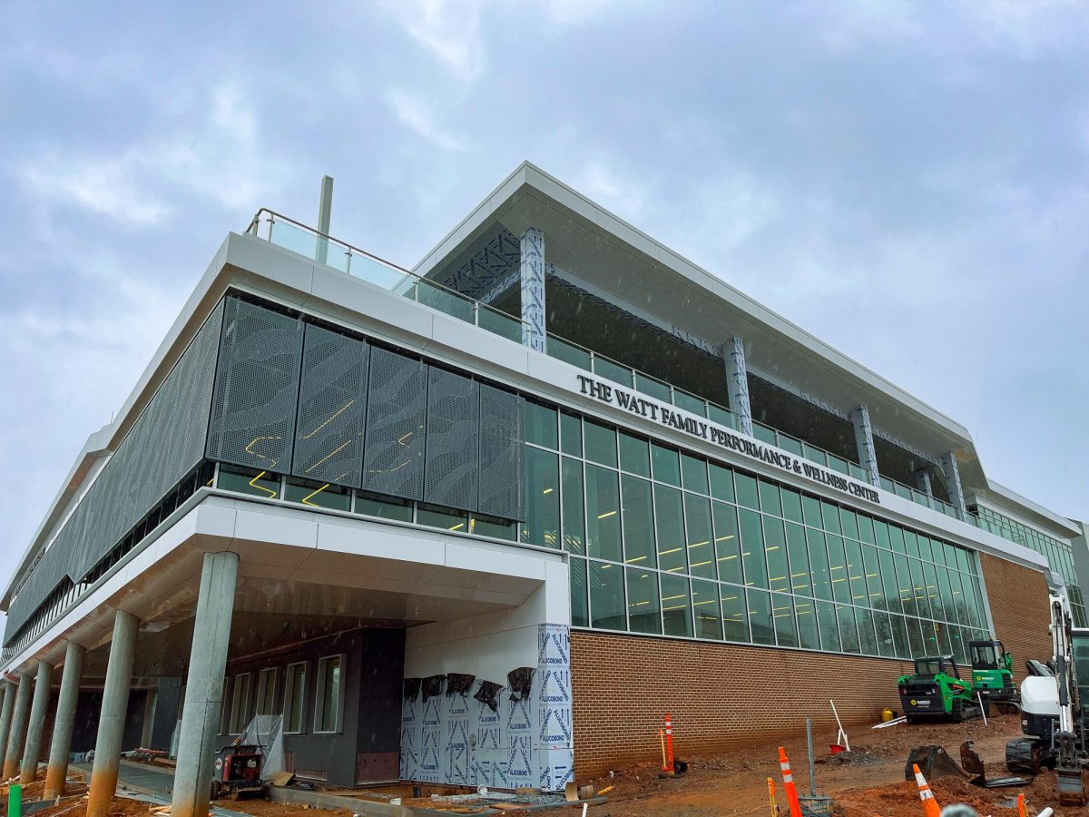 The Watt Family Performance and Wellness Center, located on Perimeter Road, will open later this spring for student-athletes.