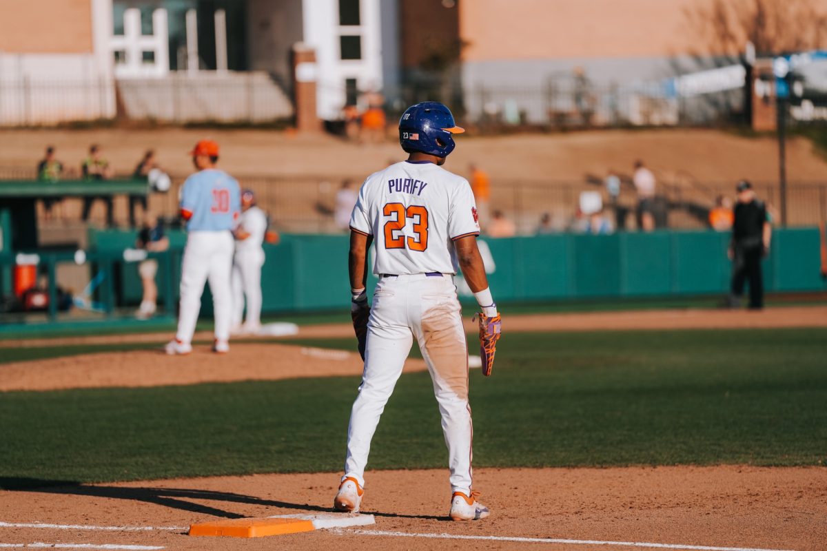 Clemson infielder Jarren Purify at Doug Kingsmore Stadium.