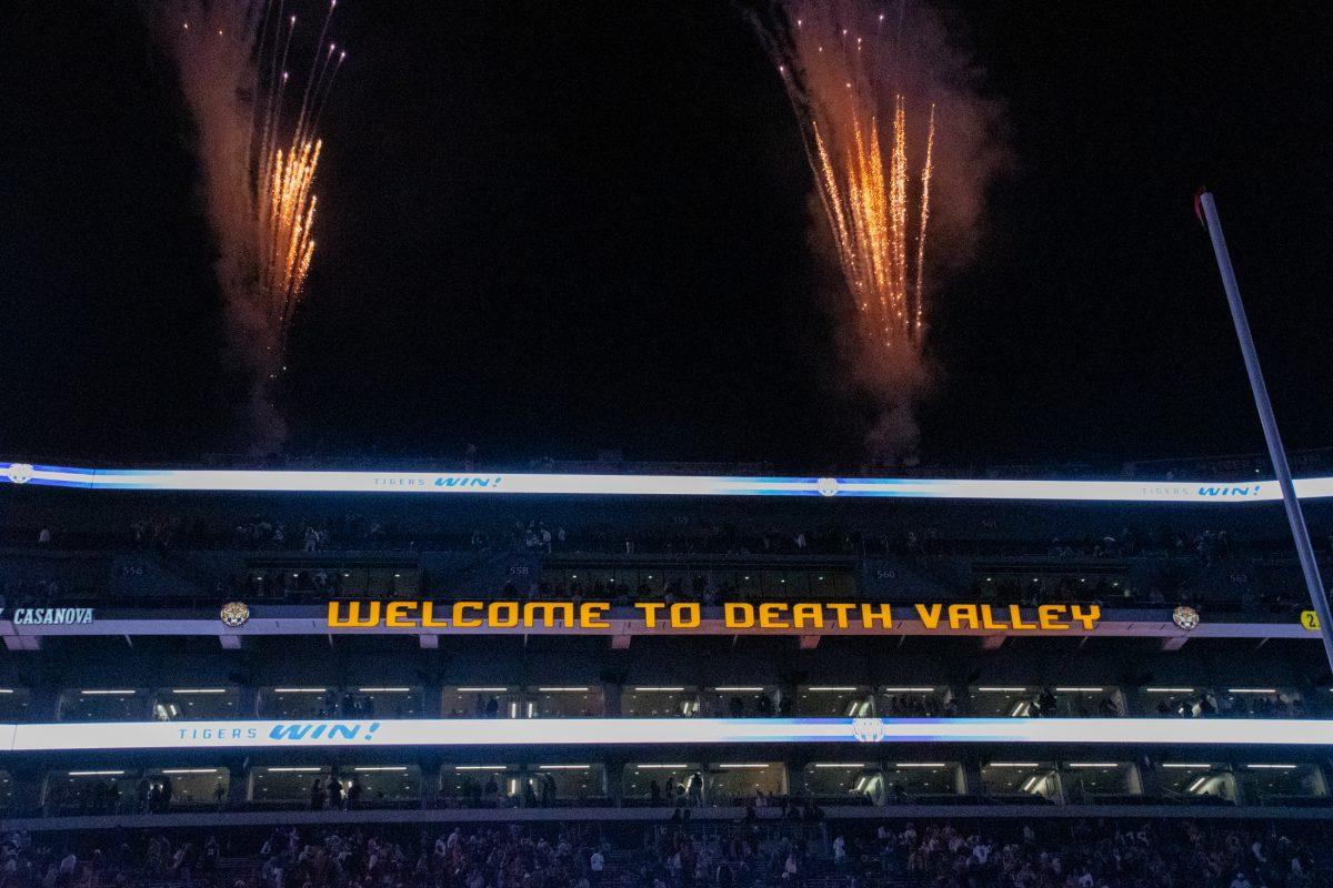 Death Valley emits fireworks after LSU’s 17-24 win against Vanderbilt on Nov. 23, 2024, in Tiger Stadium in Baton Rouge, Louisiana.