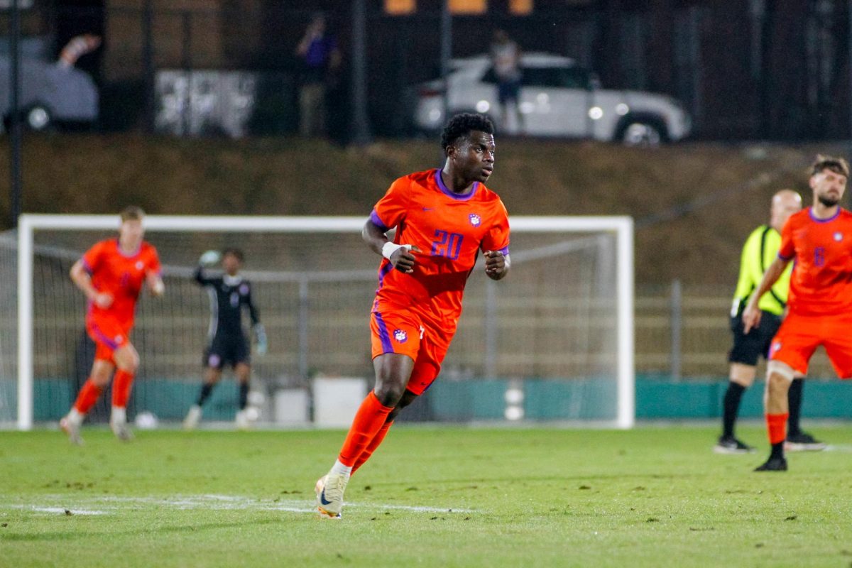 Sophomore midfielder Ransford Gyan in a match against Syracuse on Oct. 25, 2024.